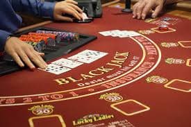 Live dealer blackjack table with game interface